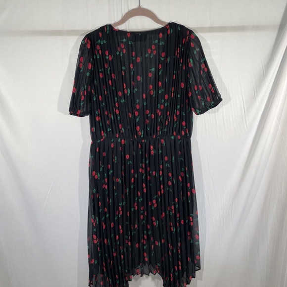 NWT $388 The Kooples [ 4‎ (XL) ] V-Neck Cherry Print Asymmetric Dress #G903 - Picture 12 of 14
